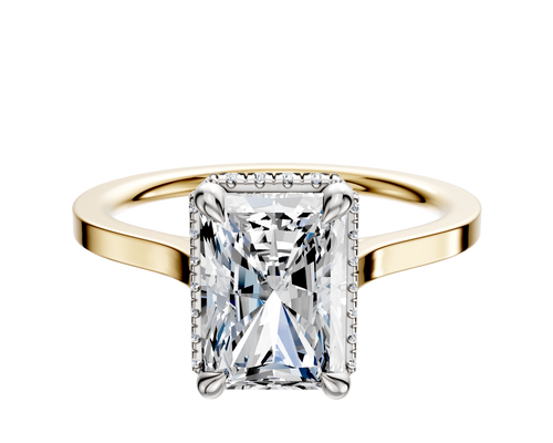 14K Two Tone 4 Prong Collar Cathedral Flat 1.5mm Engagement Ring