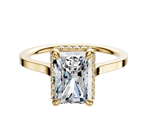14K Yellow Gold 4 Prong Collar Cathedral Flat 1.5mm Engagement Ring