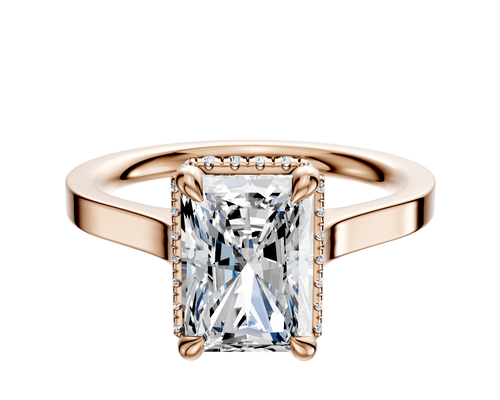 18K Rose Gold 4 Prong Collar Cathedral Flat 2.0mm Engagement Ring