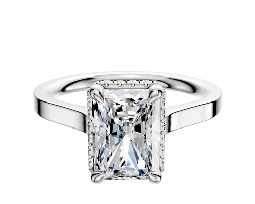 Platinum 4 Prong Collar Cathedral Flat 2.0mm Engagement Ring