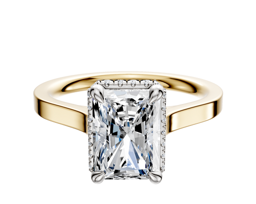 18K Two Tone 4 Prong Collar Cathedral Flat 2.0mm Engagement Ring