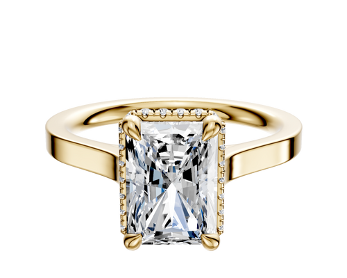 18K Yellow Gold 4 Prong Collar Cathedral Flat 2.0mm Engagement Ring