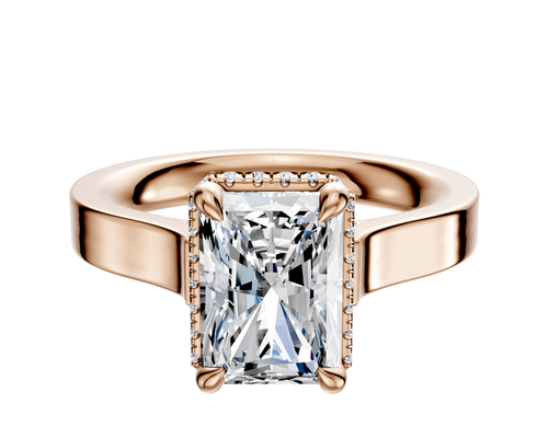18K Rose Gold 4 Prong Collar Cathedral Flat 3.0mm Engagement Ring