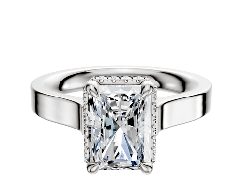 Platinum 4 Prong Collar Cathedral Flat 3.0mm Engagement Ring