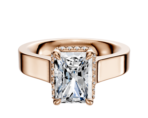 18K Rose Gold 4 Prong Collar Cathedral Flat 4.0mm Engagement Ring