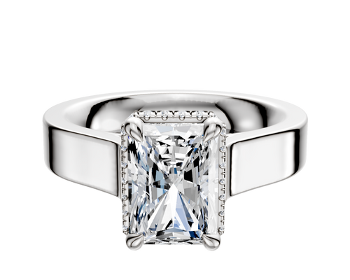 Platinum 4 Prong Collar Cathedral Flat 4.0mm Engagement Ring
