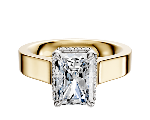 18K Two Tone 4 Prong Collar Cathedral Flat 4.0mm Engagement Ring