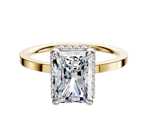 14K Two Tone 4 Prong Collar Classic Flat 1.5mm Engagement Ring
