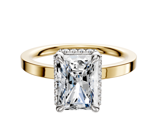 14K Two Tone 4 Prong Collar Classic Flat 2.0mm Engagement Ring