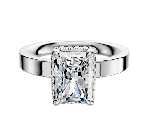 14K White Gold 4 Prong Collar Classic Flat 3.0mm Engagement Ring