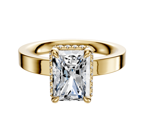 14K Yellow Gold 4 Prong Collar Classic Flat 3.0mm Engagement Ring