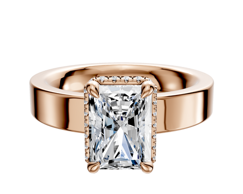 18K Rose Gold 4 Prong Collar Classic Flat 4.0mm Engagement Ring