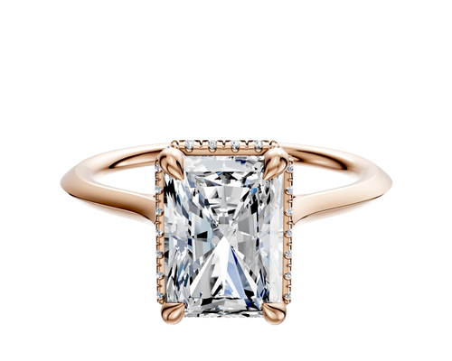 18K Rose Gold 4 Prong Collar Cathedral Knife Edge 1.5mm Engagement Ring