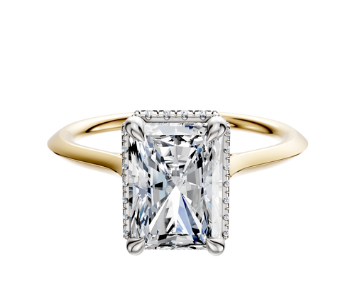 18K Two Tone 4 Prong Collar Cathedral Knife Edge 1.5mm Engagement Ring