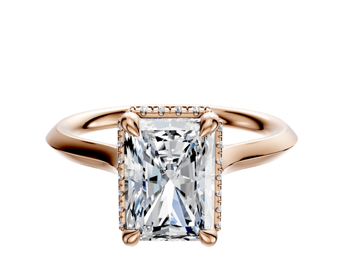 14K Rose Gold 4 Prong Collar Cathedral Knife Edge 2.0mm Engagement Ring