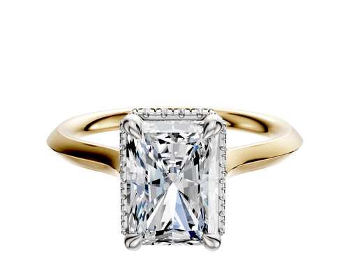 14K Two Tone 4 Prong Collar Cathedral Knife Edge 2.0mm Engagement Ring