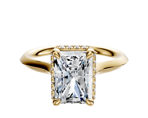 14K Yellow Gold 4 Prong Collar Cathedral Knife Edge 2.0mm Engagement Ring