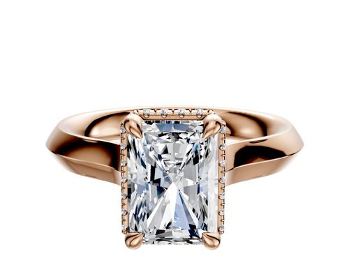 18K Rose Gold 4 Prong Collar Cathedral Knife Edge 3.0mm Engagement Ring