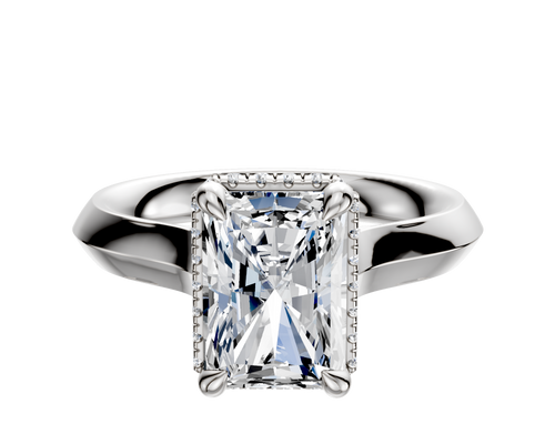 Platinum 4 Prong Collar Cathedral Knife Edge 3.0mm Engagement Ring