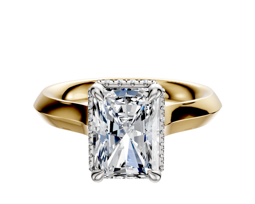 14K Two Tone 4 Prong Collar Cathedral Knife Edge 3.0mm Engagement Ring