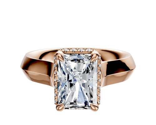 18K Rose Gold 4 Prong Collar Cathedral Knife Edge 4.0mm Engagement Ring