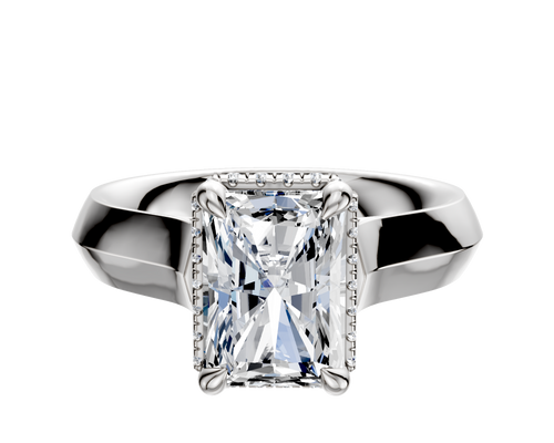 18K White Gold 4 Prong Collar Cathedral Knife Edge 4.0mm Engagement Ring