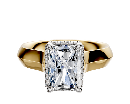 14K Two Tone 4 Prong Collar Cathedral Knife Edge 4.0mm Engagement Ring
