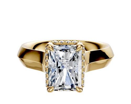 14K Yellow Gold 4 Prong Collar Cathedral Knife Edge 4.0mm Engagement Ring