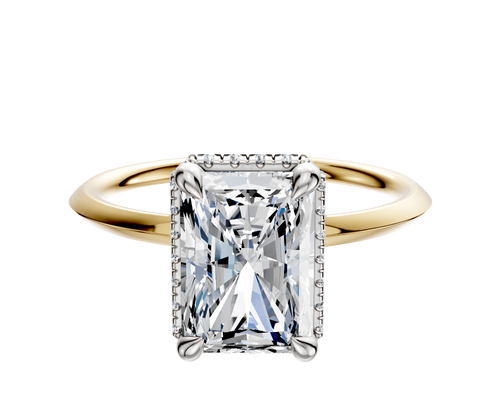 18K Two Tone 4 Prong Collar Classic Knife Edge 1.5mm Engagement Ring