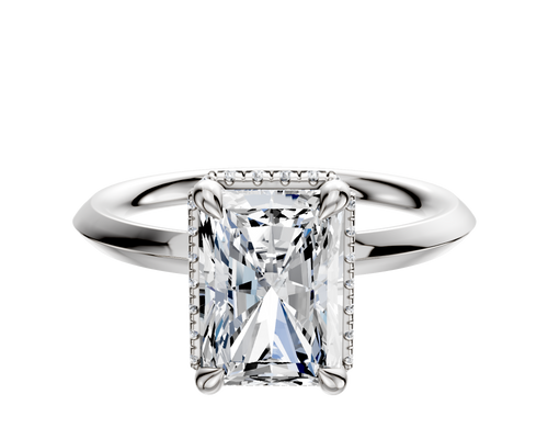 14K White Gold 4 Prong Collar Classic Knife Edge 2.0mm Engagement Ring