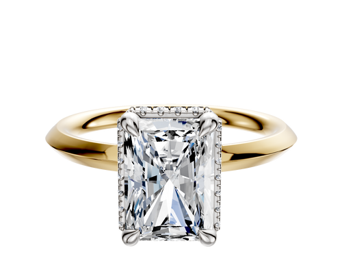 14K Two Tone 4 Prong Collar Classic Knife Edge 2.0mm Engagement Ring