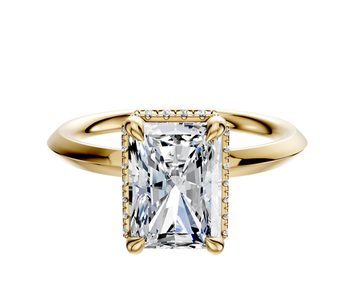 18K Yellow Gold 4 Prong Collar Classic Knife Edge 2.0mm Engagement Ring