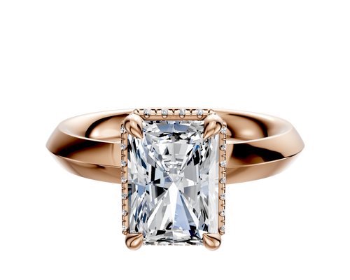 18K Rose Gold 4 Prong Collar Classic Knife Edge 3.0mm Engagement Ring