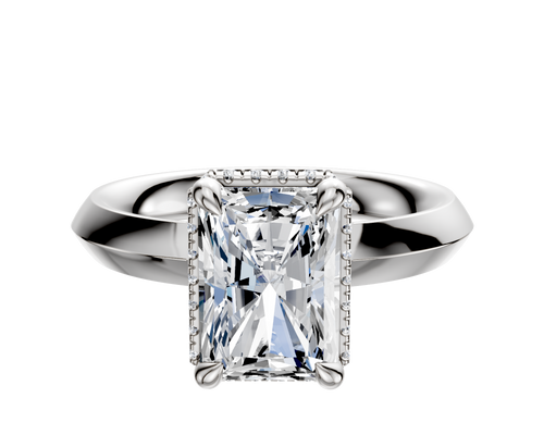 18K White Gold 4 Prong Collar Classic Knife Edge 3.0mm Engagement Ring