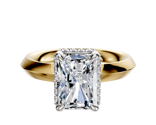 14K Two Tone 4 Prong Collar Classic Knife Edge 3.0mm Engagement Ring