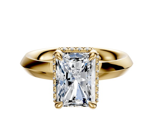14K Yellow Gold 4 Prong Collar Classic Knife Edge 3.0mm Engagement Ring
