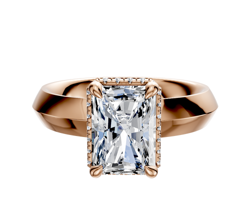 18K Rose Gold 4 Prong Collar Classic Knife Edge 4.0mm Engagement Ring