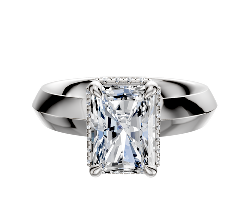 14K White Gold 4 Prong Collar Classic Knife Edge 4.0mm Engagement Ring