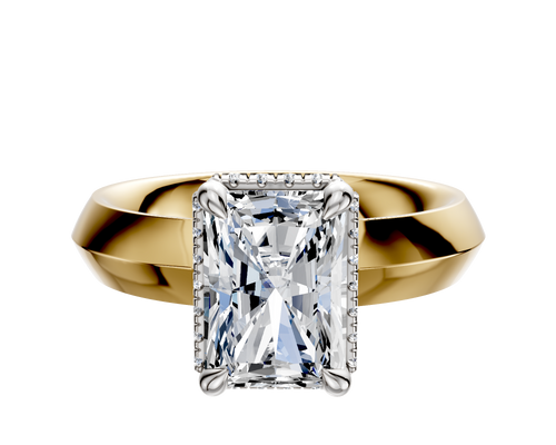 14K Two Tone 4 Prong Collar Classic Knife Edge 4.0mm Engagement Ring