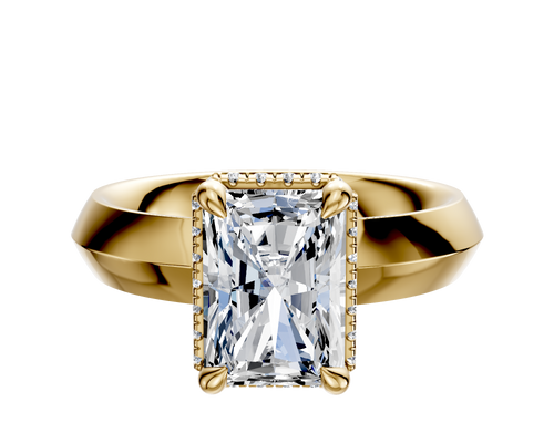 14K Yellow Gold 4 Prong Collar Classic Knife Edge 4.0mm Engagement Ring