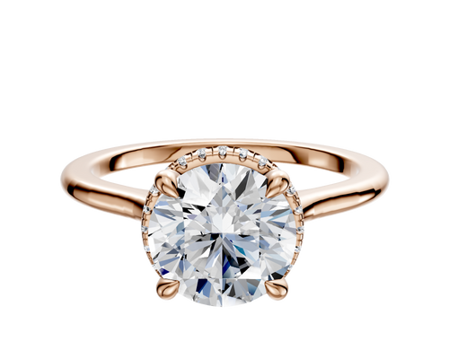 18K Rose Gold 4 Prong Collar Cathedral Dome 1.5mm Engagement Ring