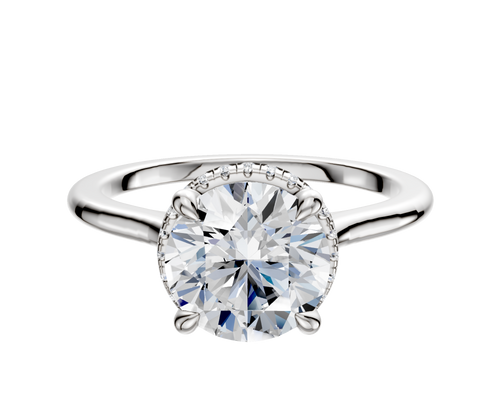 18K White Gold 4 Prong Collar Cathedral Dome 1.5mm Engagement Ring