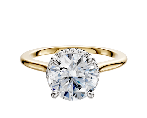 14K Two Tone 4 Prong Collar Cathedral Dome 1.5mm Engagement Ring