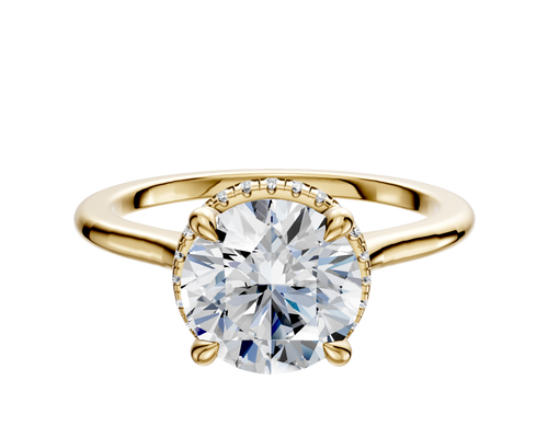 18K Yellow Gold 4 Prong Collar Cathedral Dome 1.5mm Engagement Ring