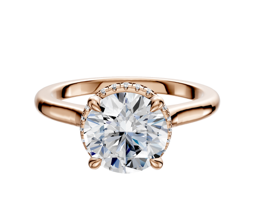 18K Rose Gold 4 Prong Collar Cathedral Dome 2.0mm Engagement Ring