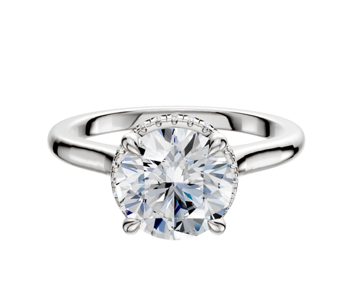 14K White Gold 4 Prong Collar Cathedral Dome 2.0mm Engagement Ring