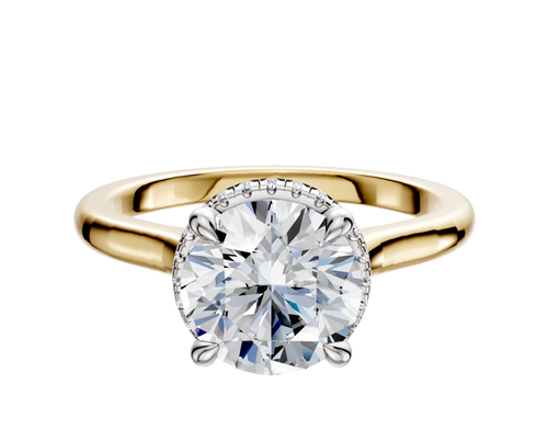 18K Two Tone 4 Prong Collar Cathedral Dome 2.0mm Engagement Ring