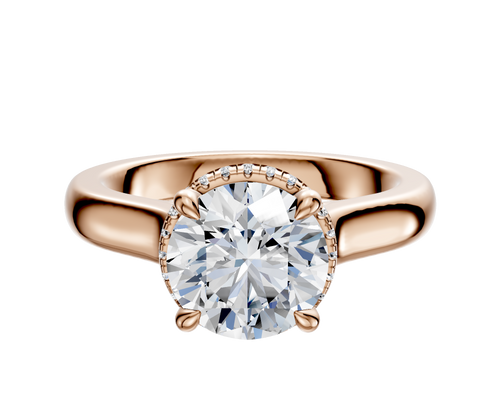 18K Rose Gold 4 Prong Collar Cathedral Dome 3.0mm Engagement Ring