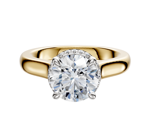 14K Two Tone 4 Prong Collar Cathedral Dome 3.0mm Engagement Ring