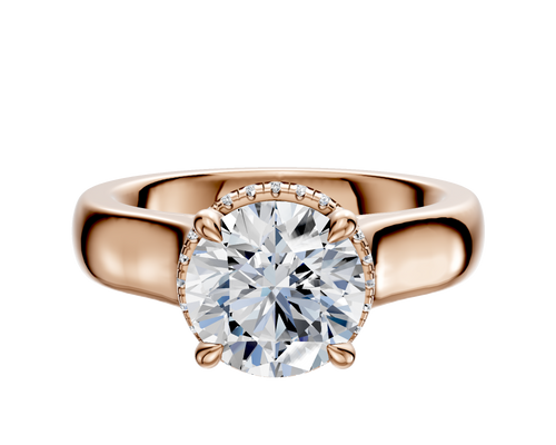 18K Rose Gold 4 Prong Collar Cathedral Dome 4.0mm Engagement Ring